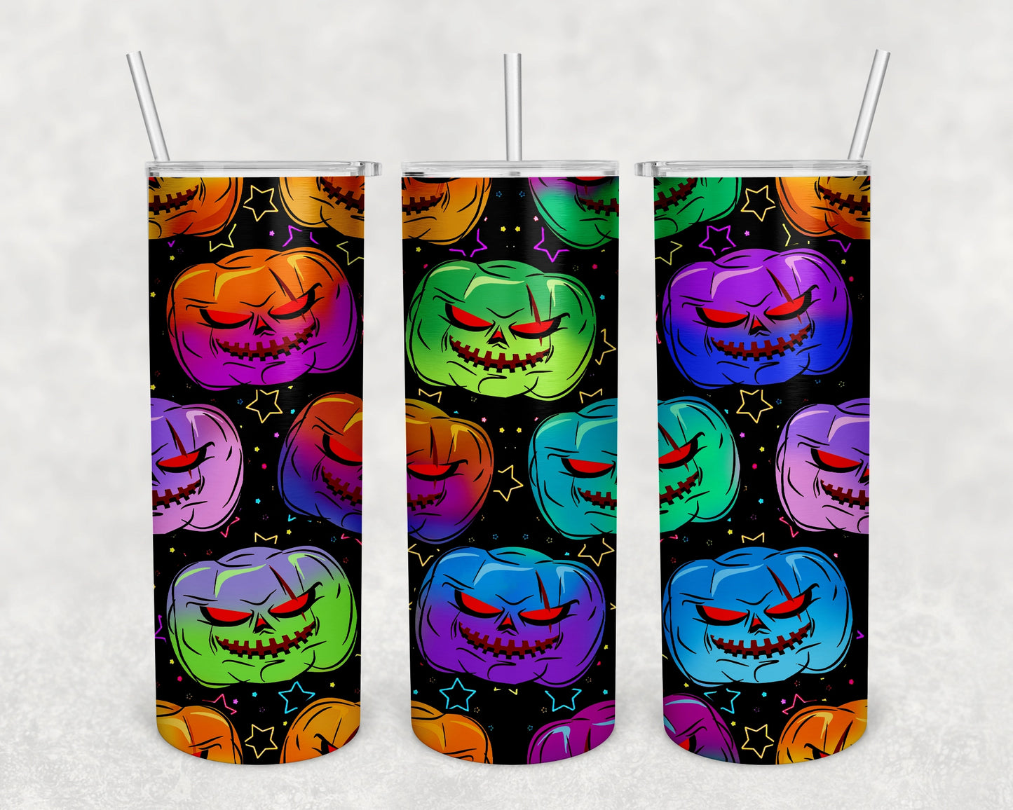 Halloween Colored Pumpkins Skinny Tumbler