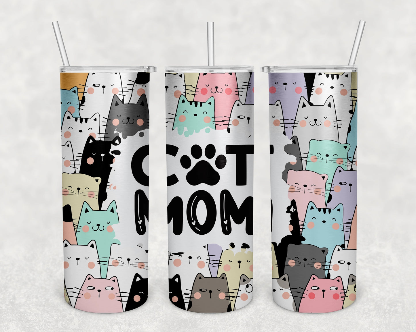 Cat Mom Skinny Tumbler