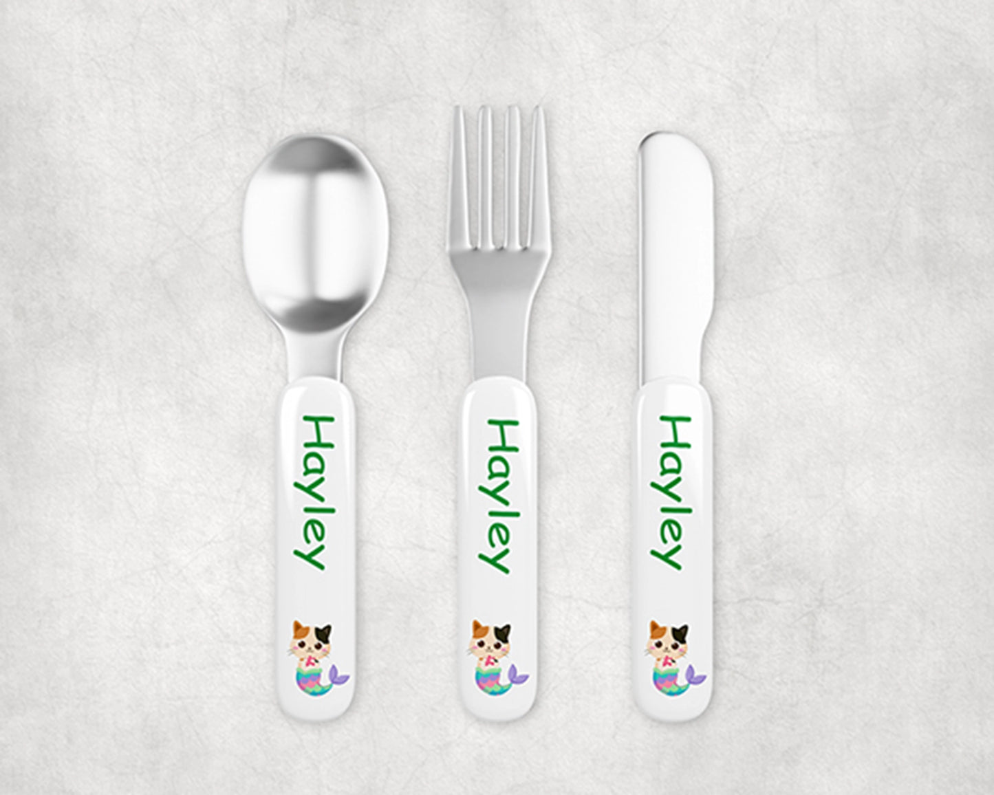 Personalized Kids Silverware - Cat Mermaid