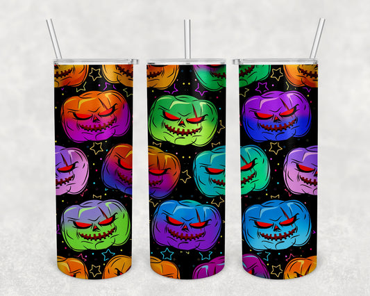 Halloween Colored Pumpkins Skinny Tumbler