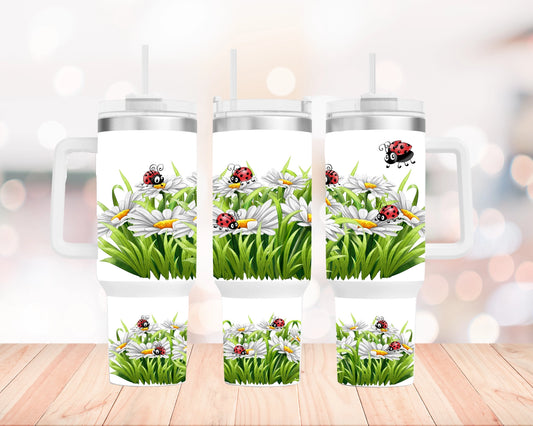 Daisy and Ladybugs Quencher 40 oz Stainless Steel Tumbler