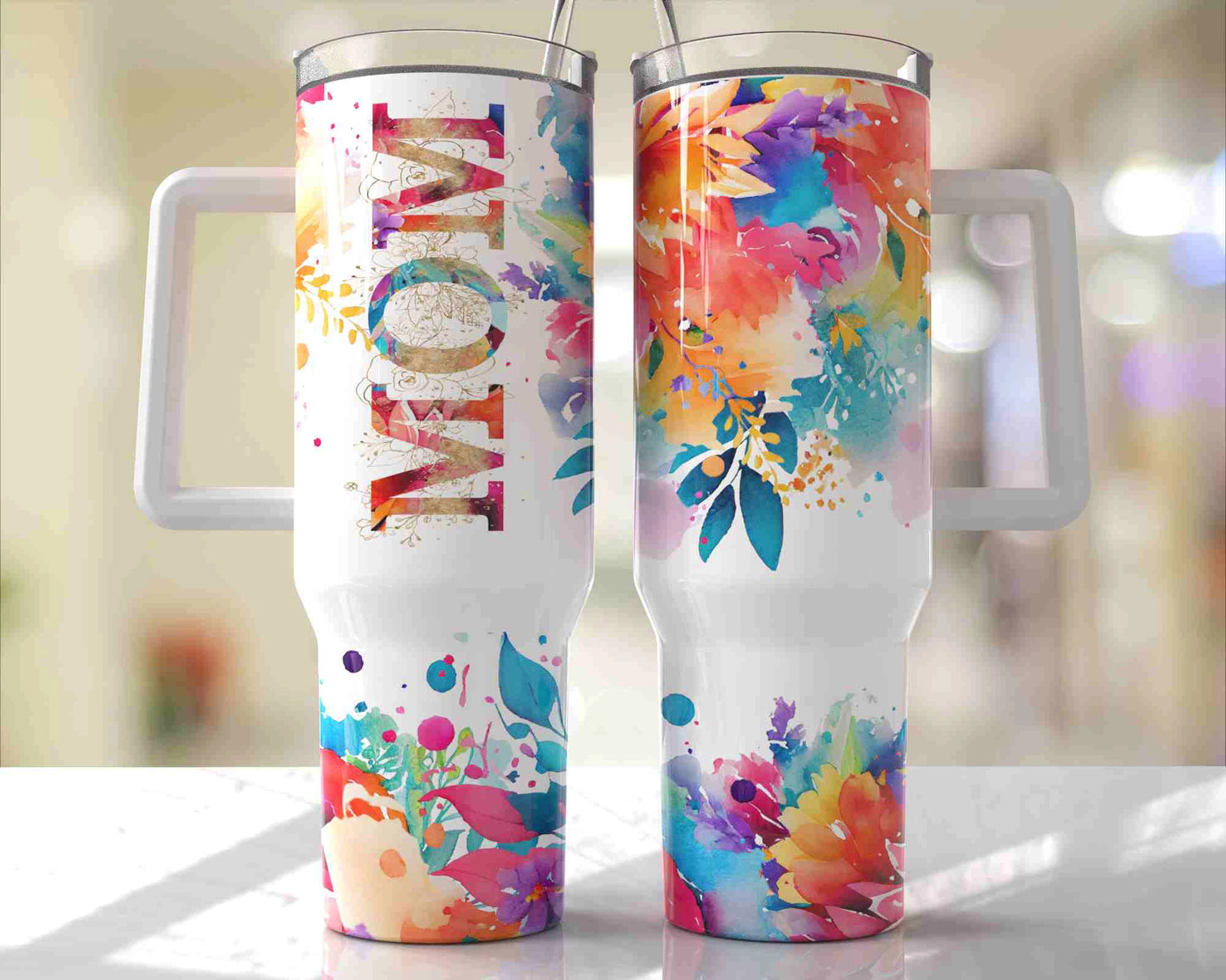 Flower Mom Quencher 40 oz Stainless Steel Tumbler