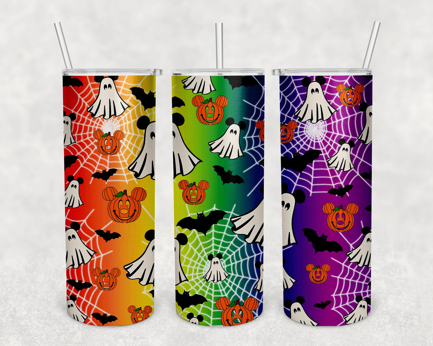 Halloween Ghost Bats Skinny Tumbler