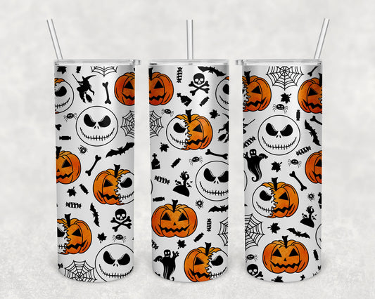 Halloween Half Pumpkins Skinny Tumbler