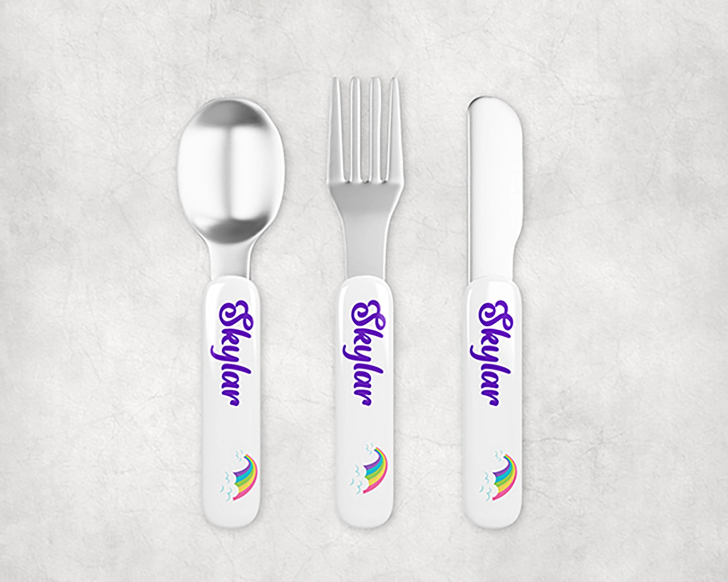 Personalized Kids Silverware - Rainbow