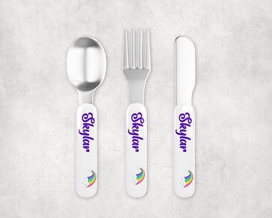 Personalized Kids Silverware - Rainbow