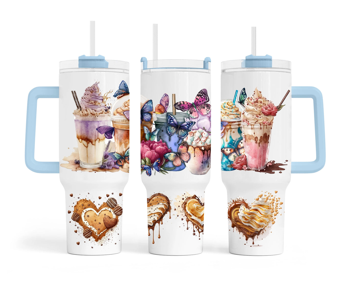 Summer Latte and Treats Quencher 40 oz Stainless Steel Tumbler