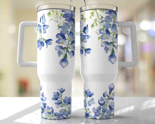 Blue Flowers Quencher 40 oz Stainless Steel Tumbler