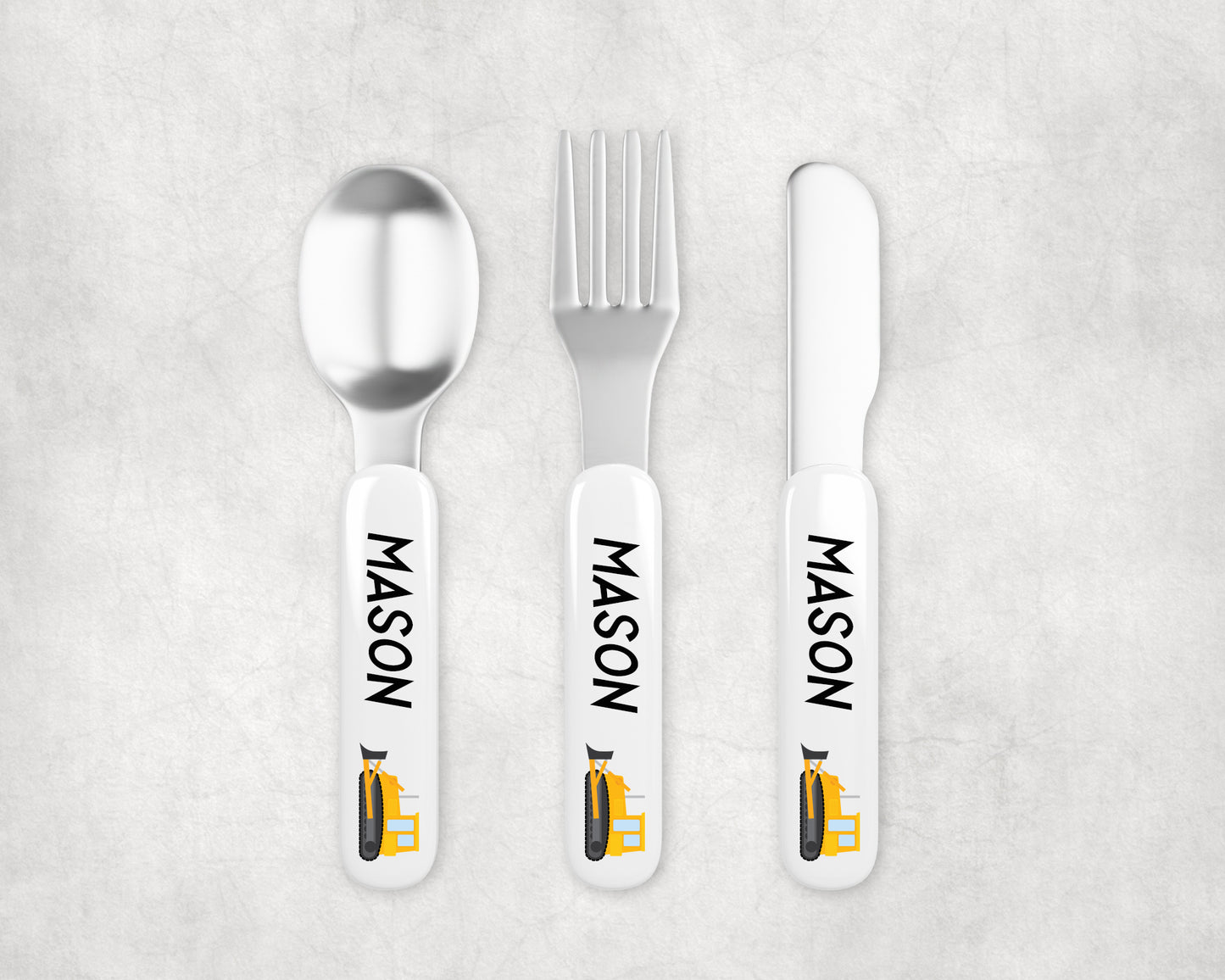 Personalized Kids Silverware - Bulldozer