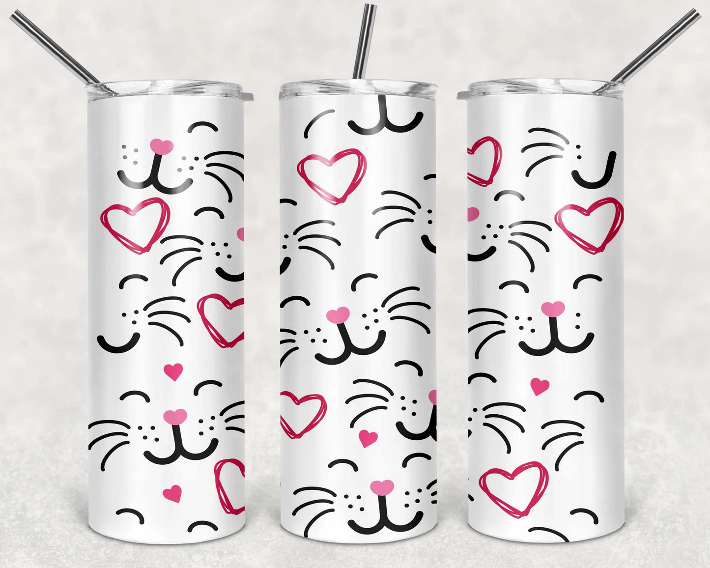 Cat Hearts Skinny Tumbler