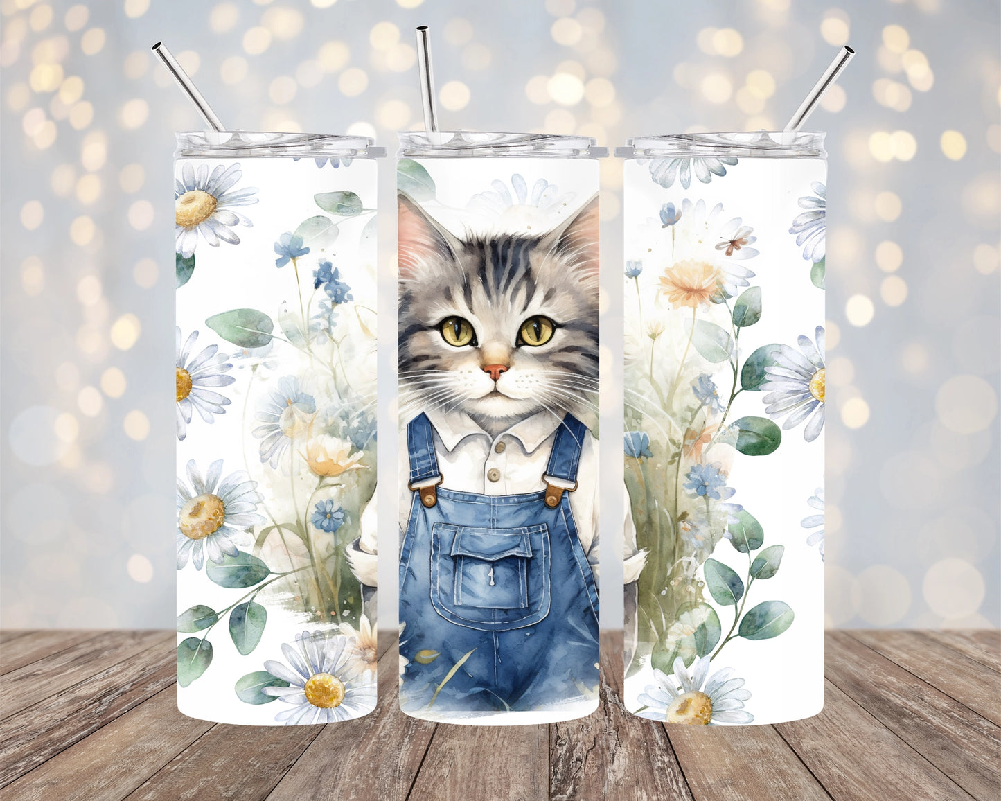 Cat Overalls Skinny Tumbler