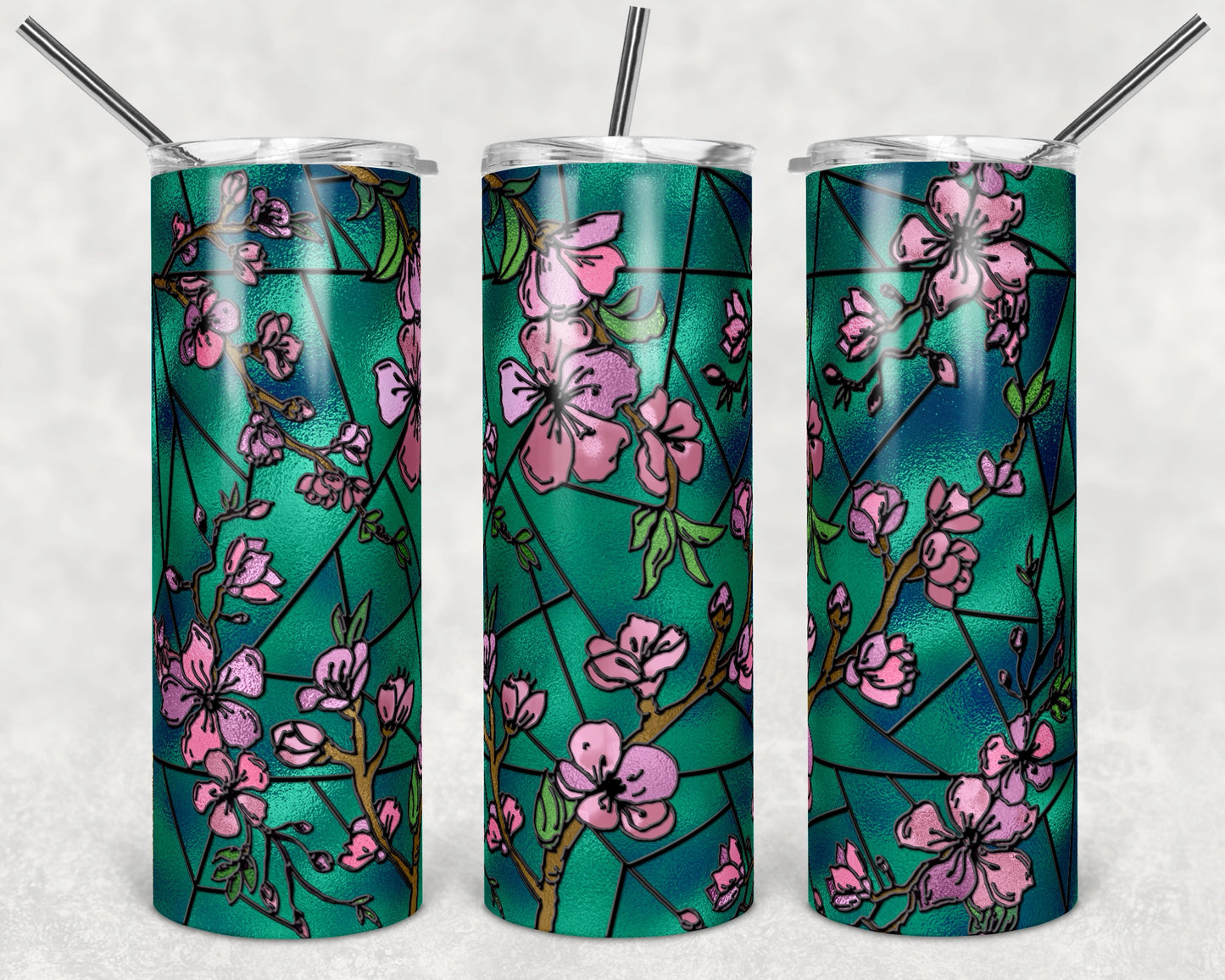 Cherry Blossom Stained Skinny Tumbler