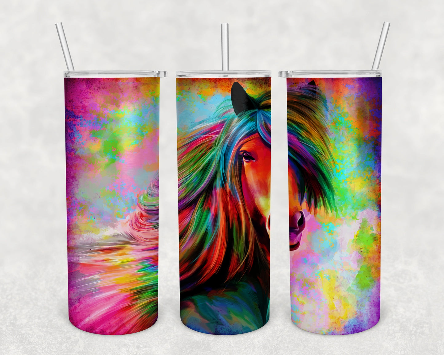 Colorful Horse Skinny Tumbler