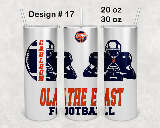 Olathe East Football Skinny Tumbler - Design 17