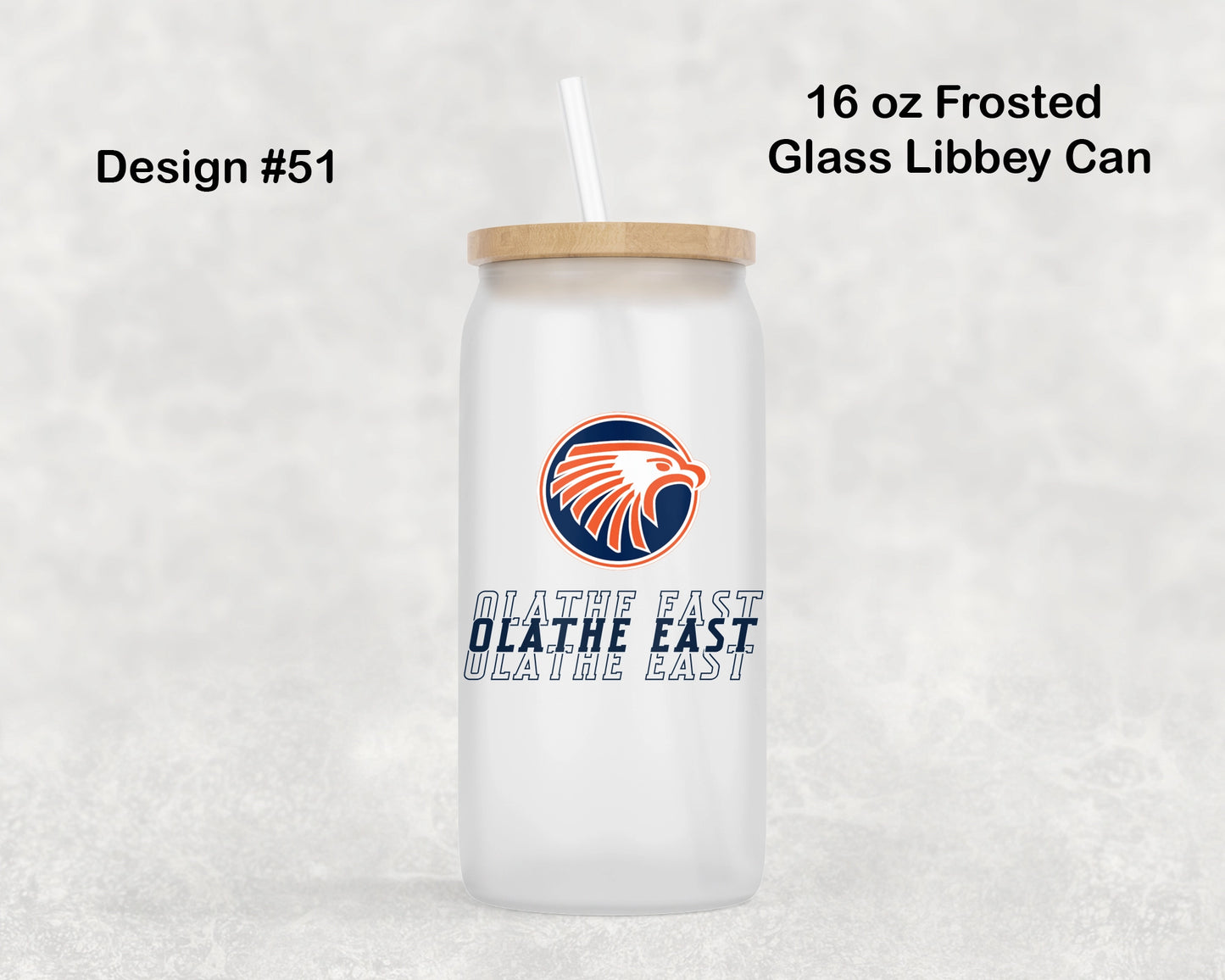 Olathe East Football Frosted Glass Can - Design 51