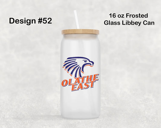 Olathe East Football Frosted Glass Can - Design 52