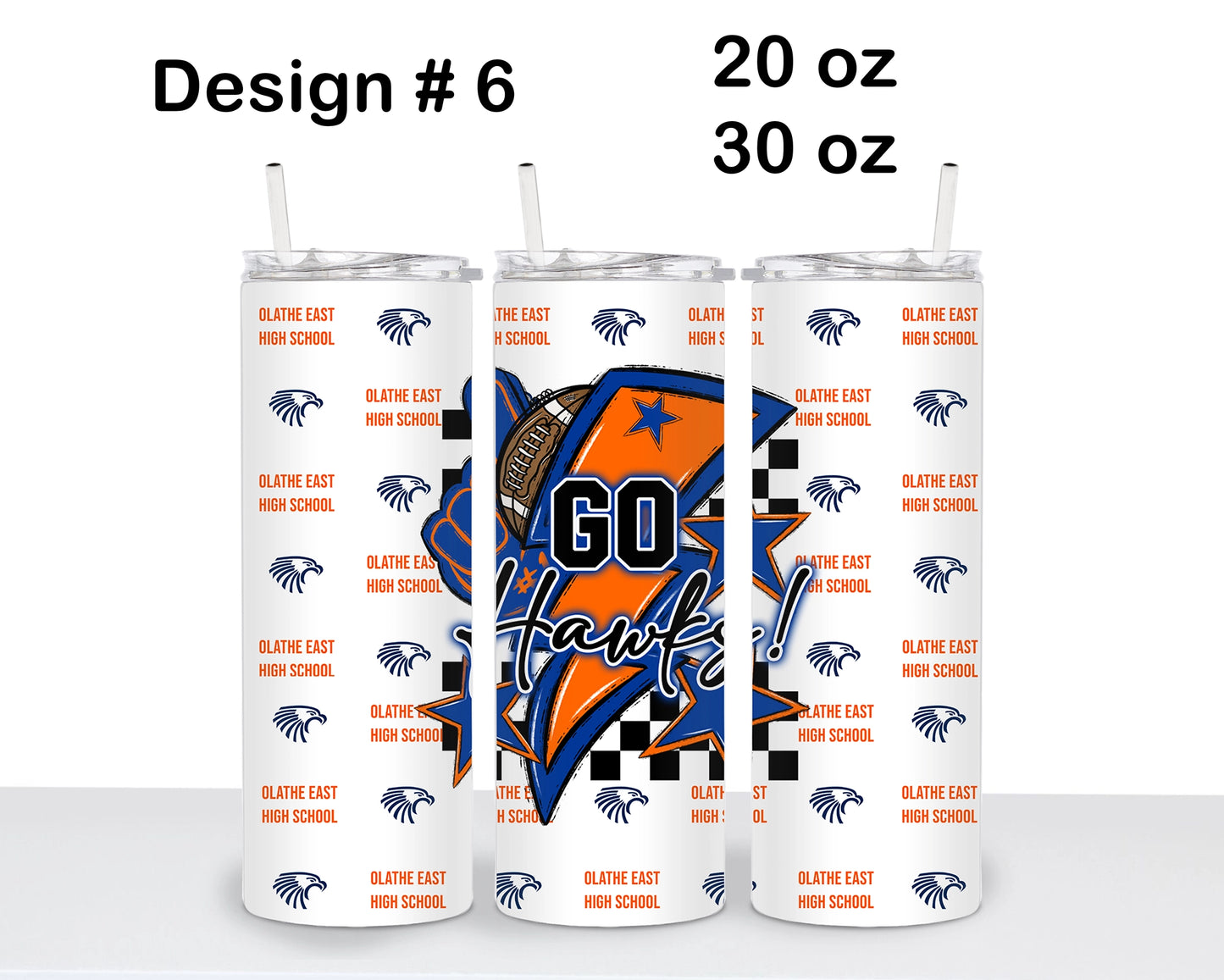 Olathe East Football Skinny Tumbler - Design 6