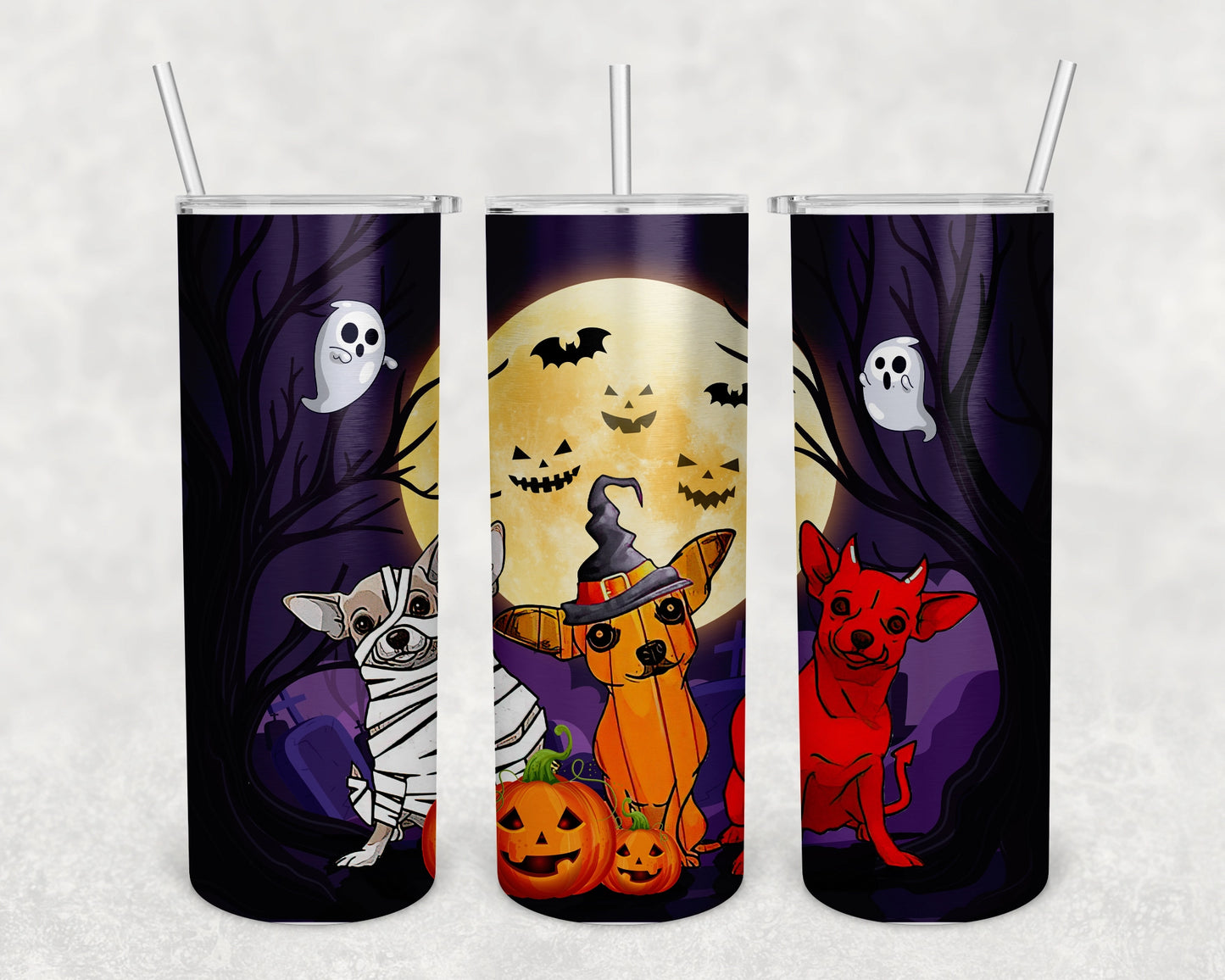 Halloween Dogs Skinny Tumbler