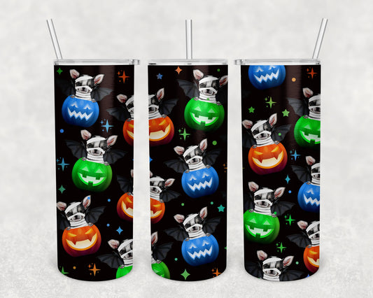 Halloween Dogs on Pumpkins Skinny Tumbler