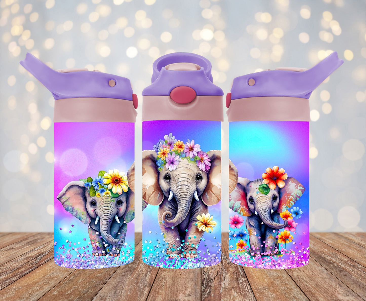 Elephants Kids Flip Top 12 oz. Tumbler