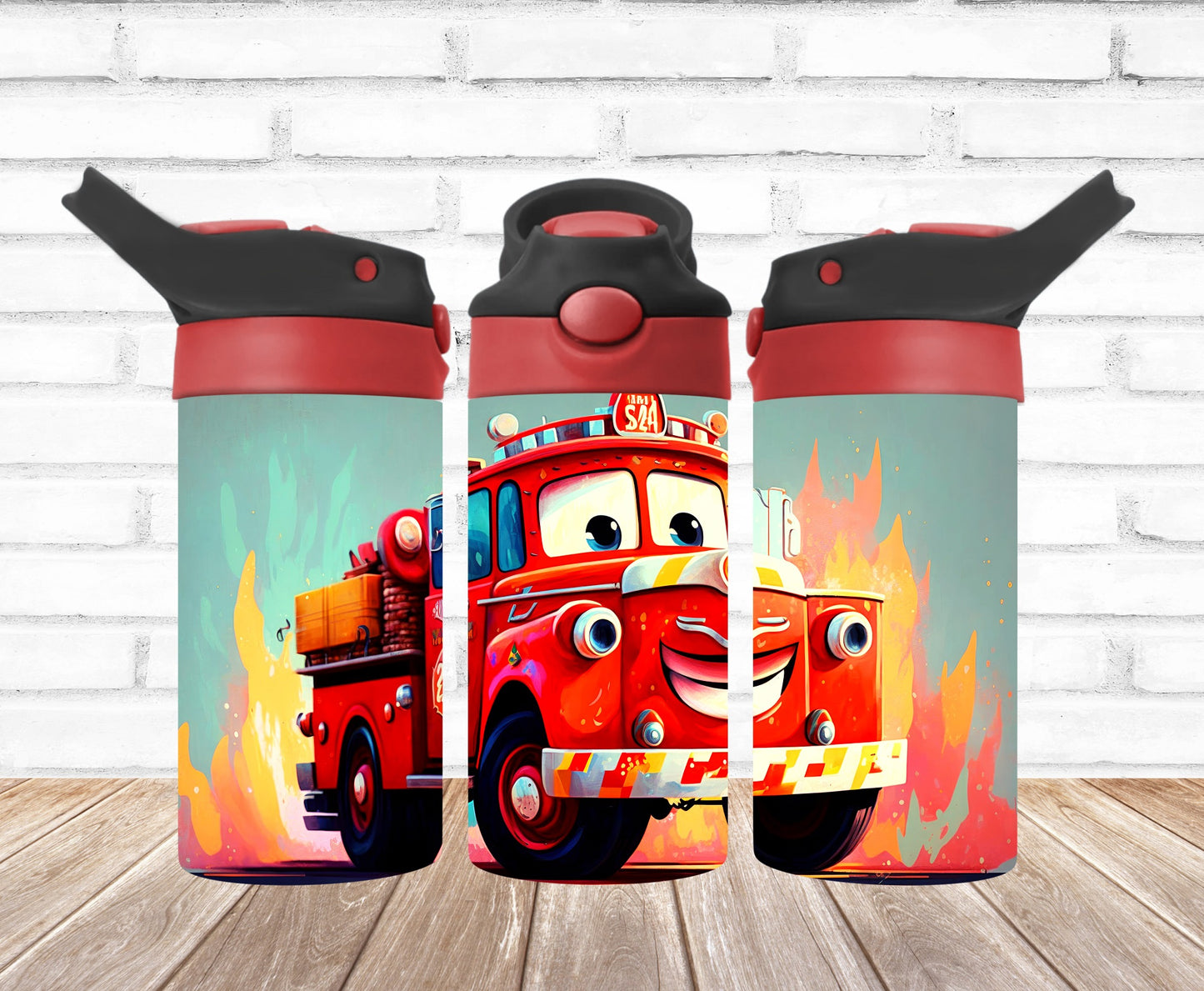 Firetruck Kids Flip Top 12 oz. Tumbler