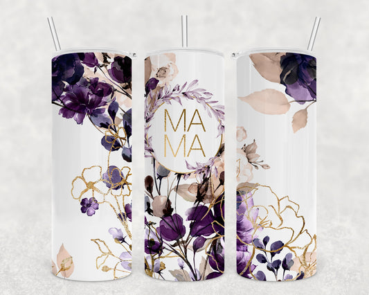 Floral Mama Purple Skinny Tumbler