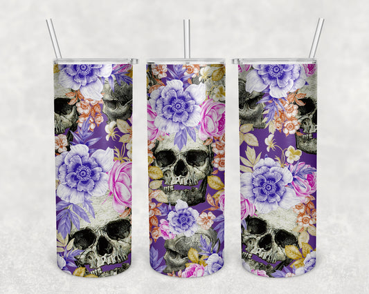 Flowes Skull Skinny Tumbler