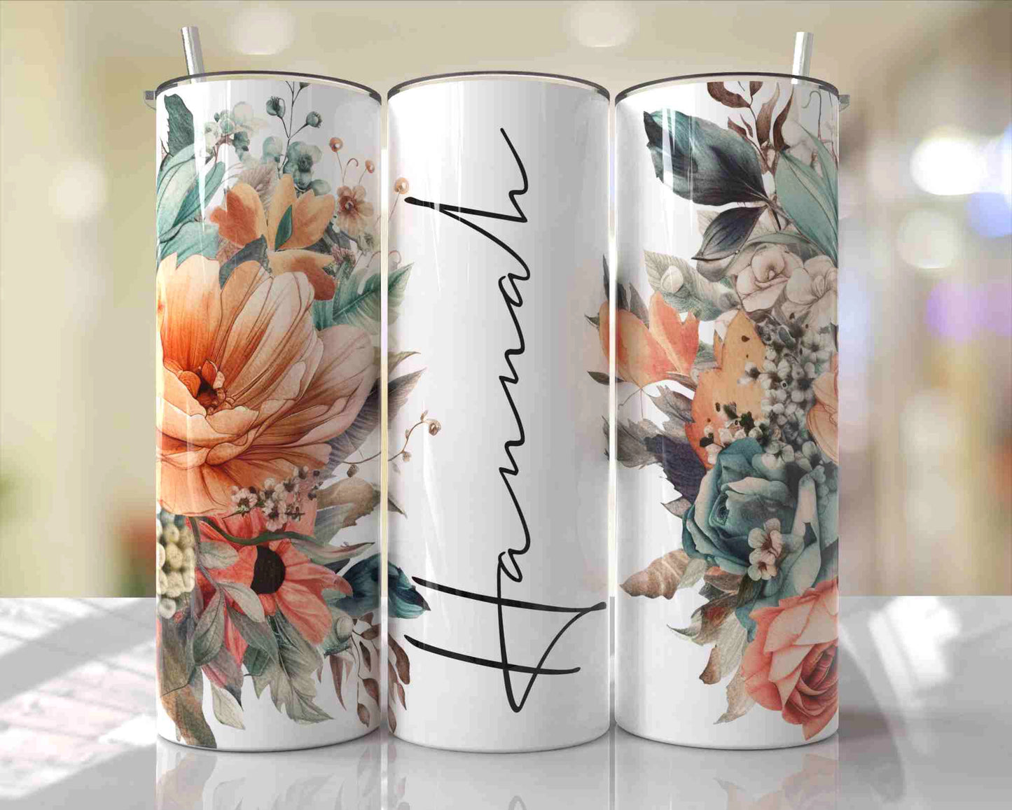 Flower Personalize Skinny Tumbler