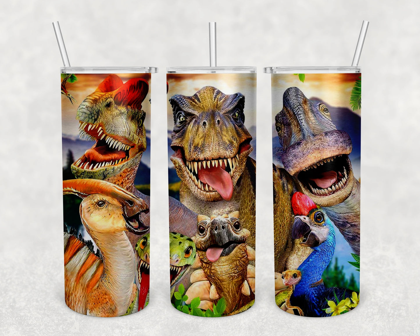 Funny Dino Skinny Tumbler