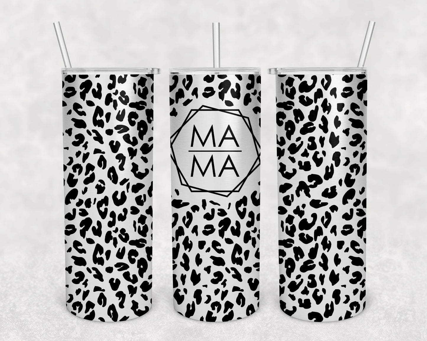 Mama Leopard Skinny Tumbler