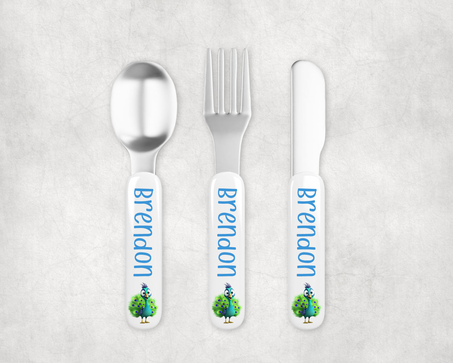 Personalized Kids Silverware - Peacock