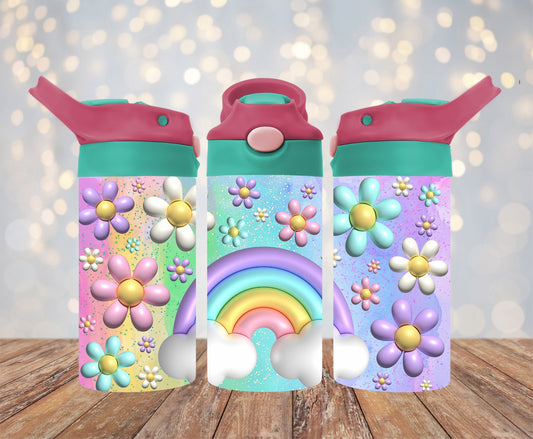 Rainbow Flower Kids Flip Top 12 oz. Tumbler