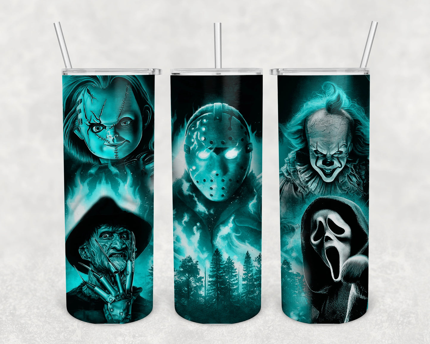 Halloween Scary Folks Skinny Tumbler