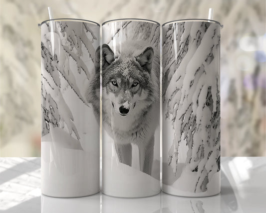 Snow Wolf Skinny Tumbler