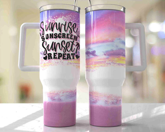 Sunrise Sunset Quencher 40 oz Stainless Steel Tumbler