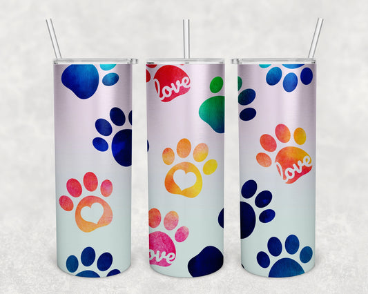 Watercolor Paws Skinny Tumbler