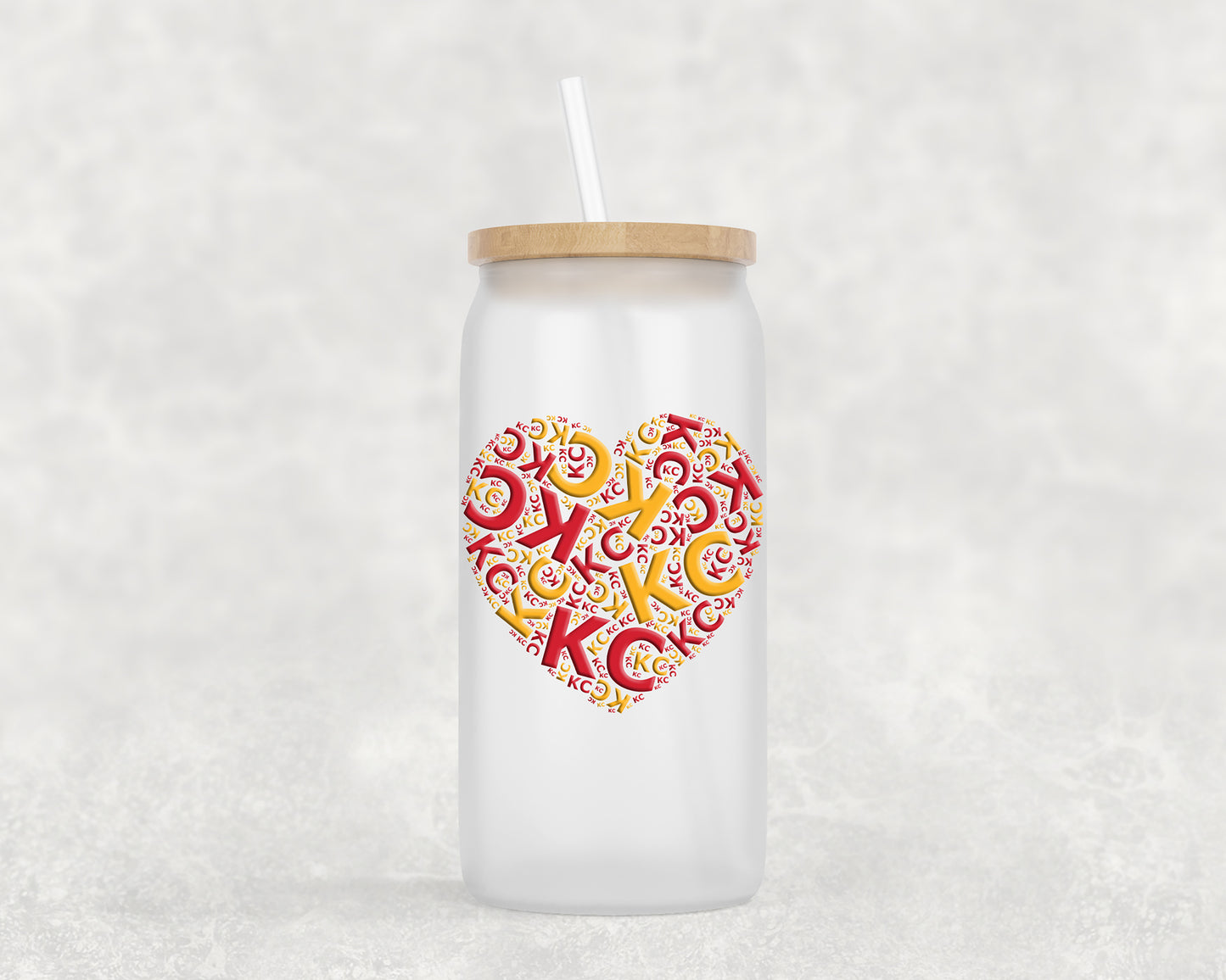 Kansas City Heart Frosted Glass Can