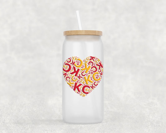 Kansas City Heart Frosted Glass Can